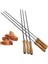 Kebap Barbekü Paslanmaz Çelik Şişler Ahşap Saplı Düz Yeniden Kullanılabilir Metal Şiş Çubukları Saklama Çantası ile 6 Adet (Yurt Dışından) 2