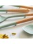 Parça Silikon Mutfak Gereçleri Seti Ahşap Saplı Yapışmaz Spatula Pişirme Seti Kızartma Spatulası Kepçe Pirinç Kaşığı (Yurt Dışından) 4