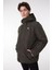 Regular Fit Normal Kesim Kapüşonlu Haki Şişme Mont 8