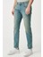 Slim Fit Dar Kesim Düşük Bel Taşlamalı Gri Esnek Larston Jean Denim Kot Pantolon 3
