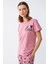 Kadın Somon Kalp Desenli Kısa Kollu Penye Pijama Takımı 5