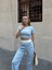 Crop Pantolon Biyeli Takım Mavi 3
