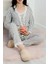 Gri Çizgili 3lü Vizon Pijama Set 4
