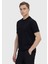 Siyah Jakarlı Bisiklet Yaka %100 Pamuk T-Shirt 4