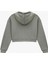 Rahat Kalıp Kanguru Cepli Fermuarlı Yıkamalı Kapüşonlu Crop Sweatshirt 2