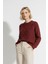 Bordo Kadın Taş İşleme Detaylı Bisiklet Yaka Triko Kazak 7045 1