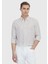 Kiremit Çizgili Casual Fit Dokuma Casual %100 Keten Gömlek 1