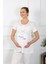 Kadın Kısa Kol Hamile Lohusa Pijama Takımı Ekru 2