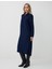 Lacivert Rahat Kesim Gömlek Yaka Uzun Kollu Midi Elbise 3