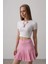 Beli Lastikli Mini Etek - Pembe 2
