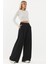 Kadın Modal Touch Pile Detaylı Geniş Paça Pantolon Black 7