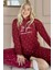 Bordo You Desenli Kapşonlu Peluş Polar Pijama Takımı 1