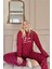 Bordo You Desenli Kapşonlu Peluş Polar Pijama Takımı 2