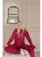 Bordo You Desenli Kapşonlu Peluş Polar Pijama Takımı 4