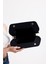 Kadın Siyah Çizgi Desenli Kanvas Clutch El Çantası 7