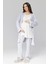 Pamuklu Kruvaze Yaka Lohusa ve Günlüğe Uygun Pijama Sabahlık Takımı 1