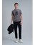 Nally Modern Grafik T- Shirt Koyu Saks 7
