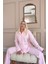 Toz Pembe Dotted Desenli Önden Düğmeli Peluş Polar Pijama Takımı 2