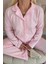 Toz Pembe Dotted Desenli Önden Düğmeli Peluş Polar Pijama Takımı 5
