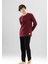 Erkek Pamuklu Bisiklet Yaka Baskılı Uzun Kollu Pijama Takımı 9802 Bordo 1