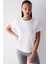 Kırık Beyaz Bisiklet Yaka Loose Modal Tişört 13