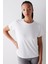 Kırık Beyaz Bisiklet Yaka Loose Modal Tişört 14