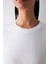 Kırık Beyaz Bisiklet Yaka Loose Modal Tişört 17