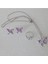 Set Günlük Giyim & Iş Yeri Purple Butterfly Zincirli Kolye & Yüzük & Küpe Seti 5