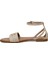 DS24015 4fx Bej Kadın Düz Sandalet 10