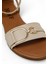 DS24015 4fx Bej Kadın Düz Sandalet 14