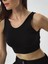 Kadın Siyah Pamuk Dokulu Regular Fit Crop 2