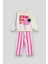 Kız Çocuk Pamuklu Ekru Strawberry Baskılı Sweatshirt ve Pembe Çizgili Pantolon Takım 1