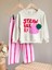 Kız Çocuk Pamuklu Ekru Strawberry Baskılı Sweatshirt ve Pembe Çizgili Pantolon Takım 2