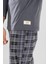 Erkek Pamuklu Bisiklet Yaka Baskılı Uzun Kollu Pijama Takımı 9804 Gri 4