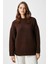 Kadın Homy Yumuşacık Bisiklet Yaka Kahverengi Oversize Triko Kazak 2