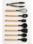 Kolivahome Kitchen Utensils Metal Standlı Bambu Ahşap Saplı Silikon 9 Parça Servis Takımı Siyah 2