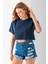 Kadın Bisiklet Yaka %100 Pamuk Basic Crop T-Shirt Lacivert - 925007 1