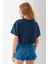 Kadın Bisiklet Yaka %100 Pamuk Basic Crop T-Shirt Lacivert - 925007 8