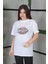 Unisex Baskılı Oversize T-Shirt - Beyaz 3