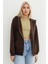 Kadın Kahverengi Fermuarlı Şardonlu Kapüşonlu Oversize Sweatshirt - 9015 1