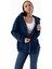 Kadın Indigo Fermuarlı Şardonlu Kapüşonlu Oversize Sweatshirt - 9015 2