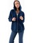 Kadın Indigo Fermuarlı Şardonlu Kapüşonlu Oversize Sweatshirt - 9015 4