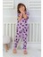 Desenli Kız Çocuk Kısa Kollu Pijama Takımı 3