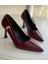 Bordo Yanı Şık Toka Detaylı Sivri Burun Yumuşak Deri Yapısı Stiletto 2