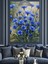Mavi Peygamber Çiçekleri Dekoratif Kanvas - Mdf Ahşap Tablo 5