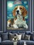 Yıldızlı Gökyüzünde Beagle Köpek Dekoratif Kanvas - Mdf Ahşap Tablo 1