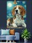 Yıldızlı Gökyüzünde Beagle Köpek Dekoratif Kanvas - Mdf Ahşap Tablo 3