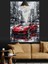 Kırmızı Spor Araba Sokakta Dekoratif Kanvas - Mdf Ahşap Tablo 3