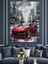 Kırmızı Spor Araba Sokakta Dekoratif Kanvas - Mdf Ahşap Tablo 5