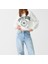 Beyaz Baskılı Crop Sweatshirt 2